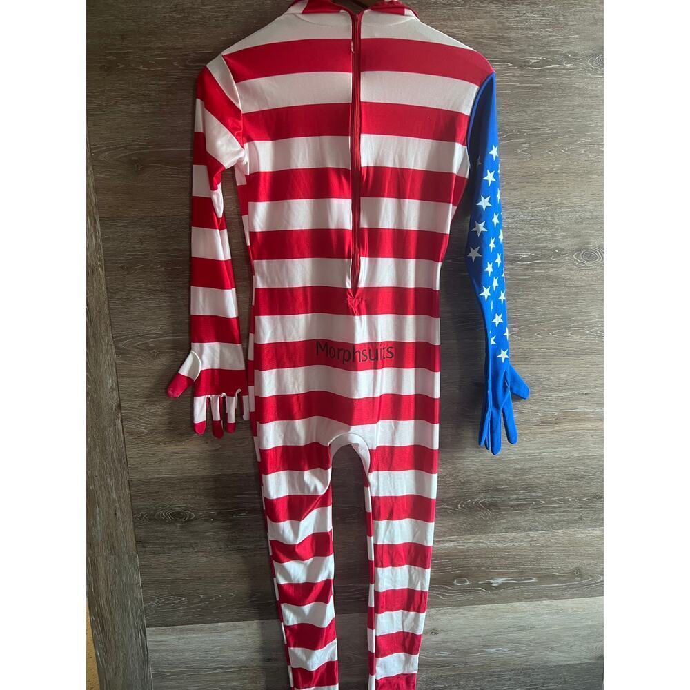 American USA Patriot Halloween Costume Size M full Bodysuit Morphsuit